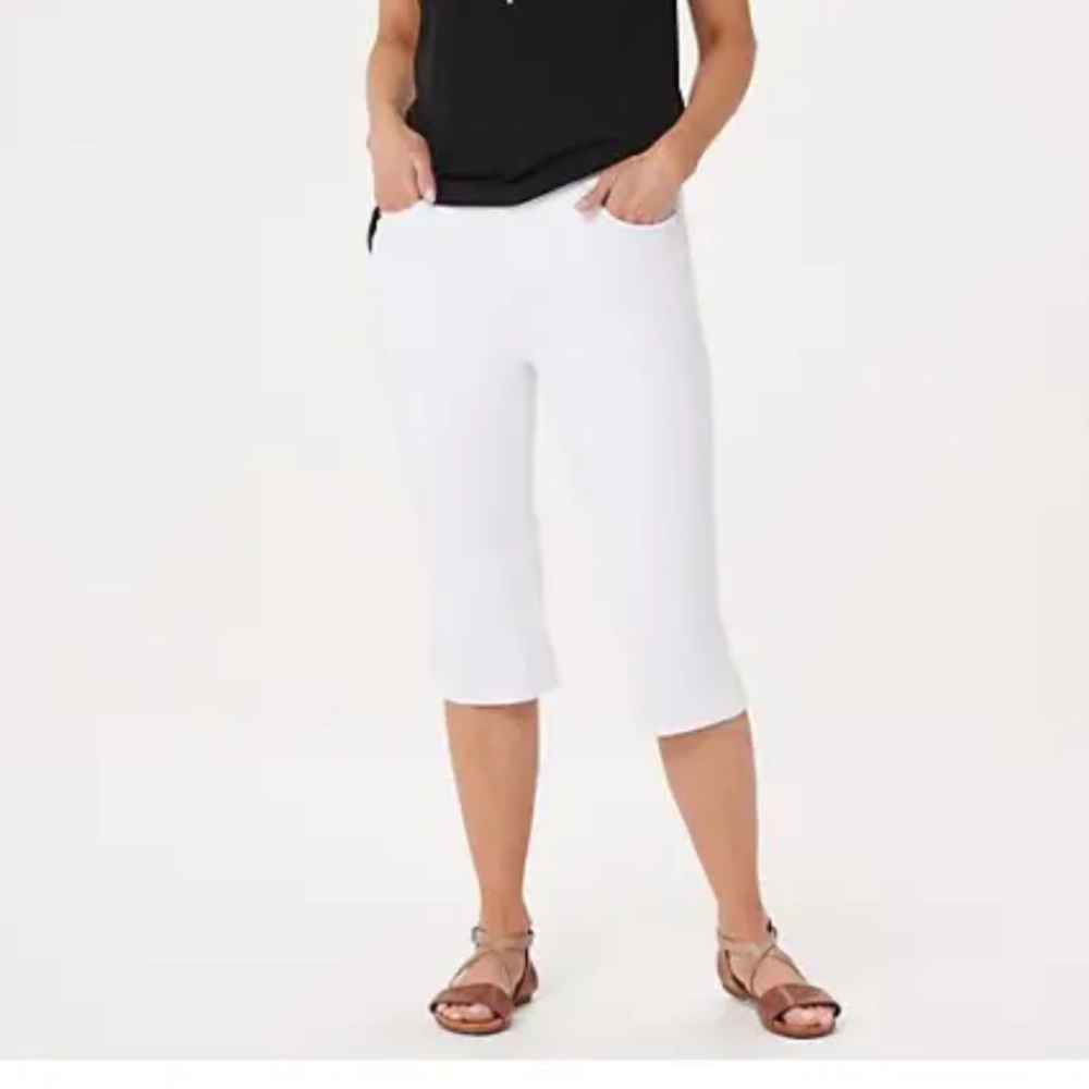 Belle by Kim Gravel Flexibelle Release-Hem Pedal Pushers-White-Reg 6-A351266-NEW